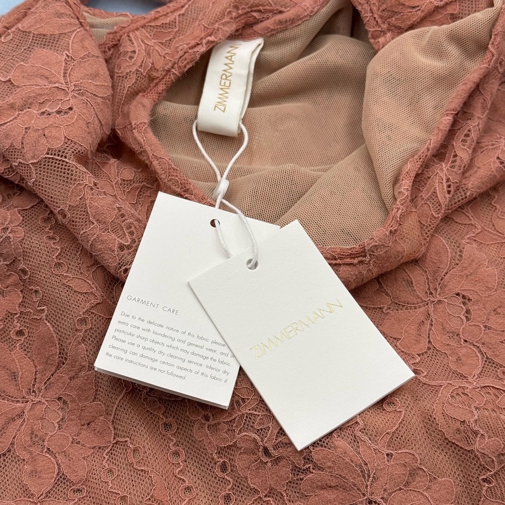 🆕 ZIMMERMANN 🧿 NWT Lace Scoop Neck Bodysuit, Blush - Sz 2 US 6 / 8 - Picture 12 of 13